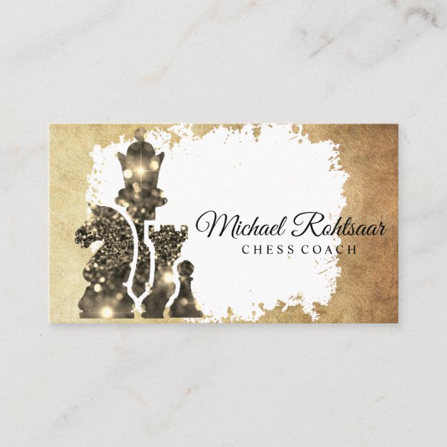 Carte De Visite Entraîneur d'échecs King Metallic Gold Faux (Devant)
