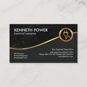 Carte De Visite Entraîneur d'électricité Black Grunge Royal Gold W