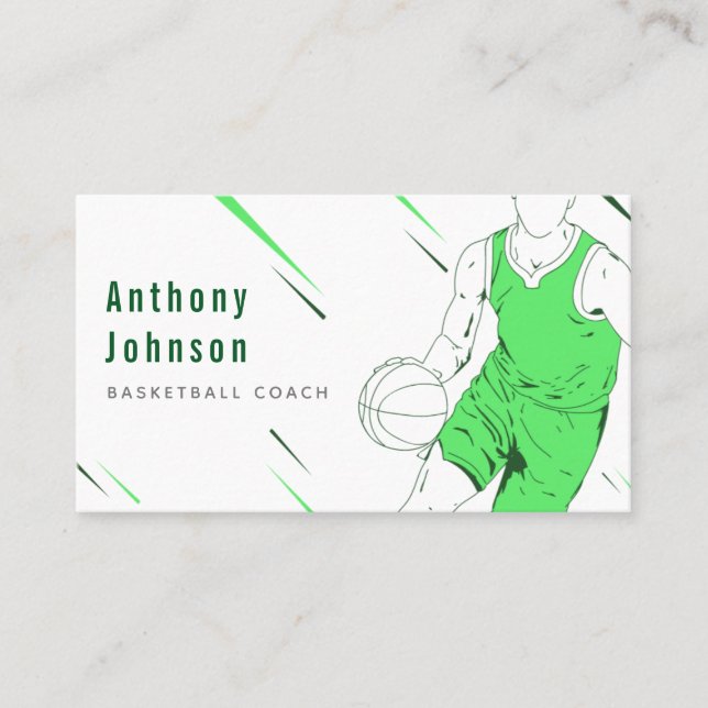 Carte De Visite Entraîneur d'entraîneurs de basket-ball vert moder (Devant)