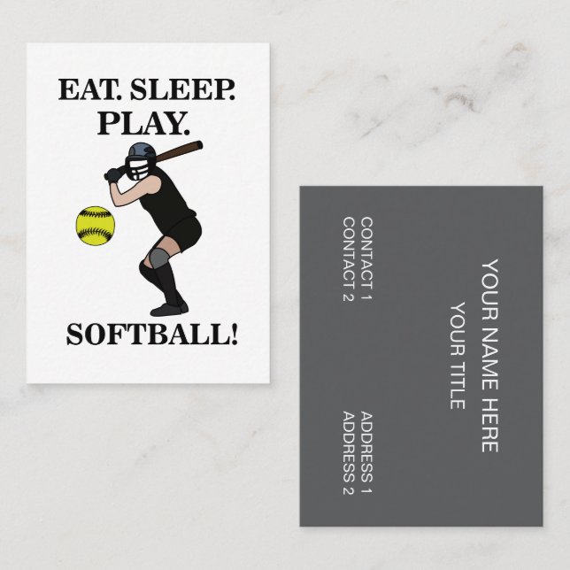 Carte De Visite Entraîneur d'entraîneurs sportifs de softball (Devant / Derrière)