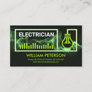 Carte De Visite Entraîneur électricien à cadre de fil vert éclair