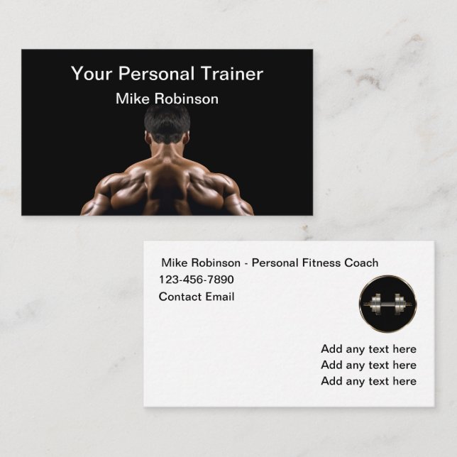 Carte De Visite Entraîneur Et Entraîneur Personnel De Fitness (Devant / Derrière)