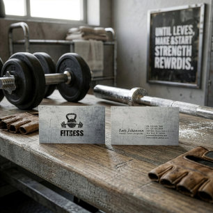 Carte De Visite Entraîneur Personnel de Fitness Grunge Kettlebell