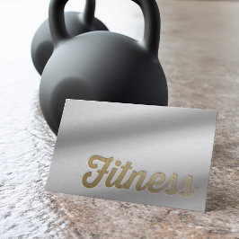 Carte De Visite Entraîneur Personnel de Fitness Minimal Blanc Doré