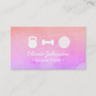 Carte De Visite Entraîneur Personnel de Santé Fitness Rose Aquarel