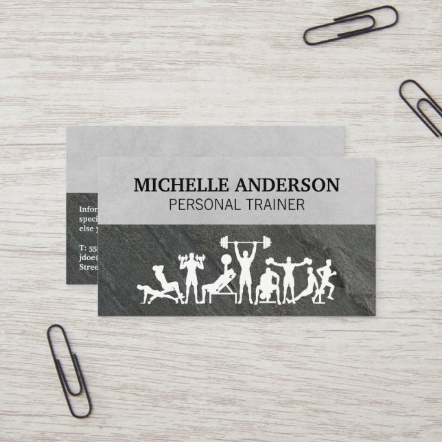 Carte De Visite Entraîneur personnel | Entraînement physique (Devant/Arrière en situation)