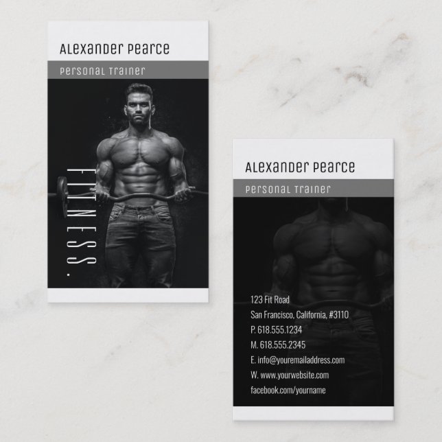 Carte De Visite Entraîneur personnel Fitness | Sports actifs (Devant / Derrière)