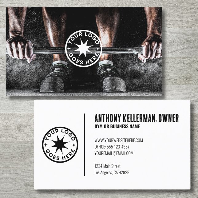 Carte De Visite Entraîneur personnel noir (Black Unique Fitness Exercise Personal Trainer Gym Business Card)