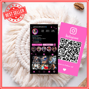 Carte De Visite Entraîneur personnel rose Instagram Connectez-vous