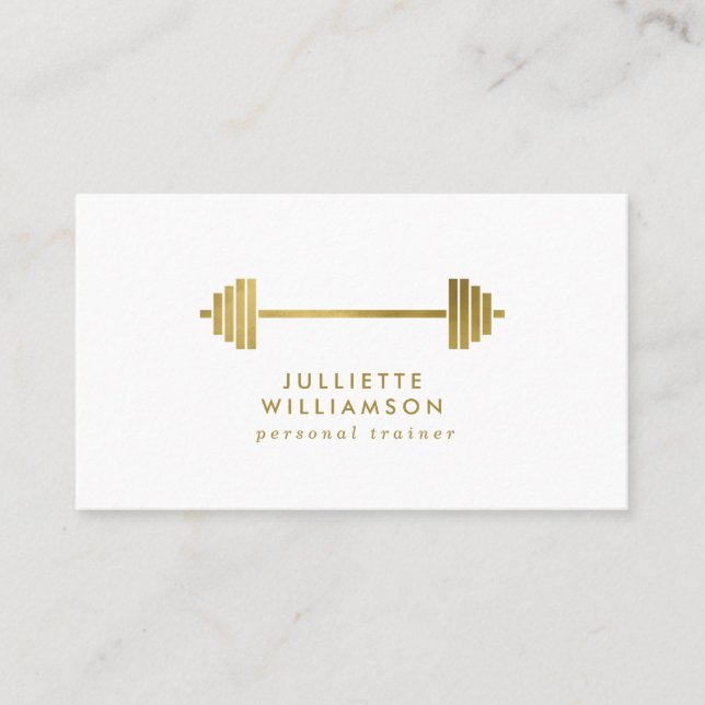 Carte De Visite Entraîneur personnel White & Gold Médias sociaux (Devant)