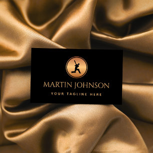 Carte De Visite Entraîneur professionnel de cricket Gold & Black L