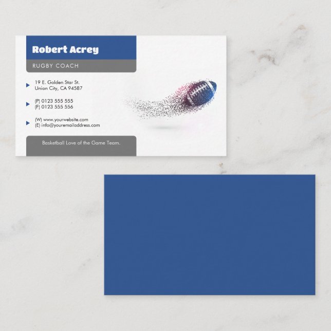 Carte De Visite Entraîneur professionnel | Sport de football améri (Devant / Derrière)