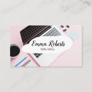 Carte De Visite Entrée des données de travail pour femme rose ordi