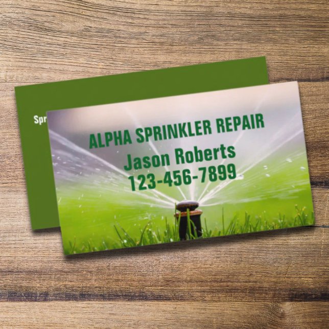 Carte De Visite Entrepôt de pelouse Aménagement de l'arroseur Répa (Lawn Care Landscaping Sprinkler Repair Irrigation Business Card)