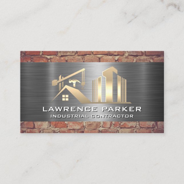 Carte De Visite Entrepreneur | Brick en acier | chantier (Devant)