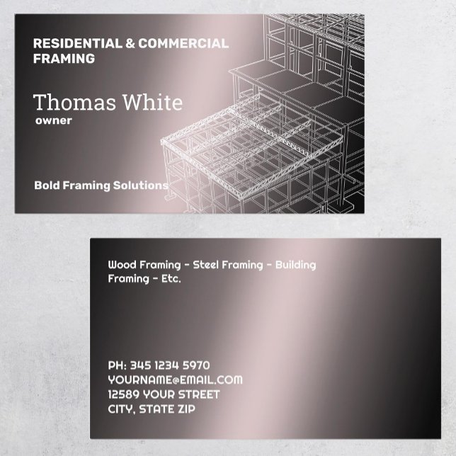 Carte De Visite Entrepreneur de cadre (Framing Contractor Business Cards)
