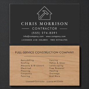 Carte De Visite Entrepreneur de construction de bâtiments en bois