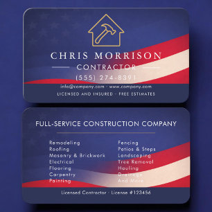 Carte De Visite Entrepreneur de construction patriotique