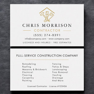 Carte De Visite Entrepreneur de Construction Réparations de Maison
