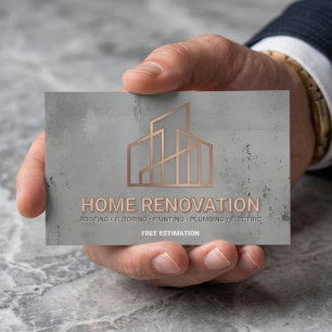 Carte De Visite Entrepreneur de rénovation de maison en béton mode