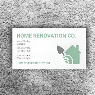Carte De Visite Entrepreneur de rénovation de maison vert sauge mo