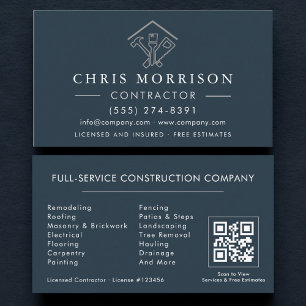 Carte De Visite Entrepreneur de Réparations à Domicile Code QR Ble
