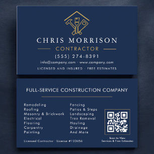 Carte De Visite Entrepreneur de Réparations de Maison de Style Cod