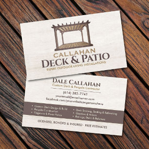 Carte De Visite Entrepreneur de terrasse & deck en bois rustique