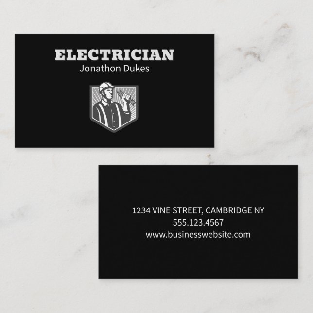 Carte De Visite Entrepreneur d'entretien d'électricien (Devant / Derrière)