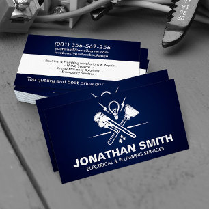 Carte De Visite Entrepreneur Électricien & Plombier Professionnel 