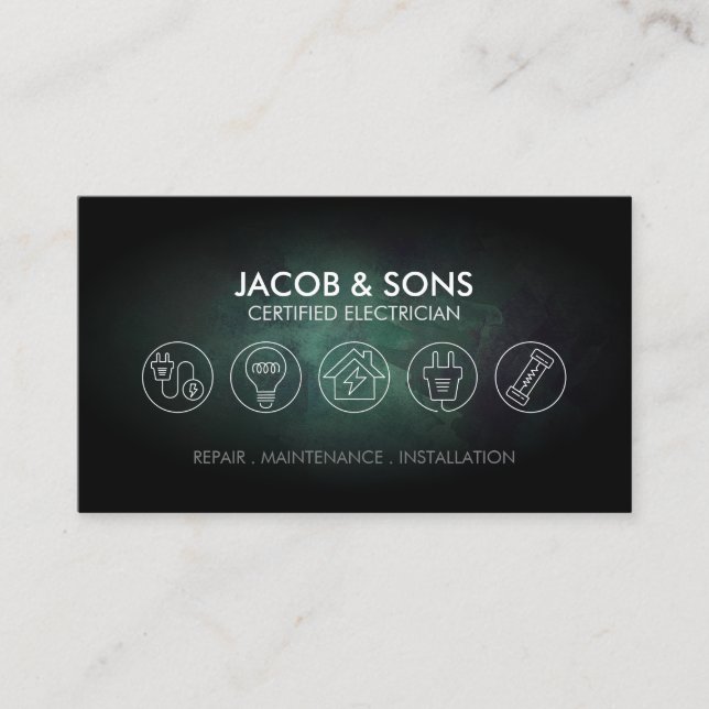 Carte De Visite Entrepreneur électrique Turquoise Grunge (Devant)