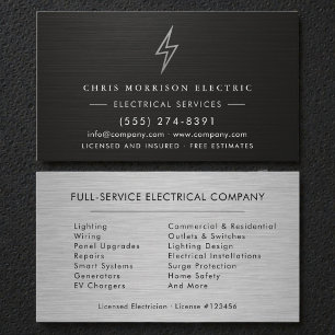 Carte De Visite Entrepreneur en électricité métallisé argent