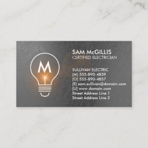 Carte De Visite Entrepreneur en électricité Monogramme