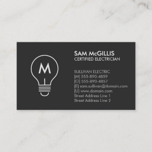 Carte De Visite Entrepreneur en électricité Monogramme
