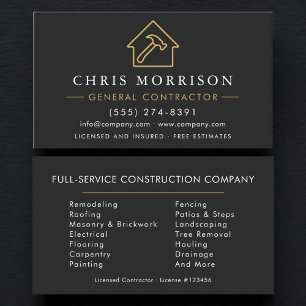 Carte De Visite Entrepreneur général professionnel