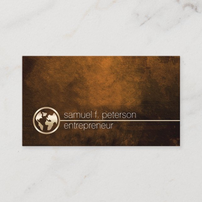 Carte De Visite Entrepreneur Gold Globe Icon Professionnel (Devant)