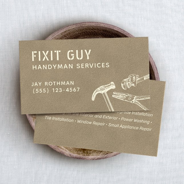 Carte De Visite Entrepreneur Handyman Hammer Wrench Pliers (Créateur téléchargé)