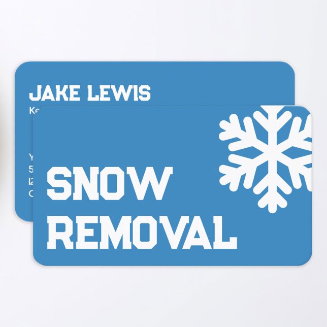 Carte De Visite Entrepreneur pour l'enlèvement de neige (Snow Plow Contractor Blue Business Cards)