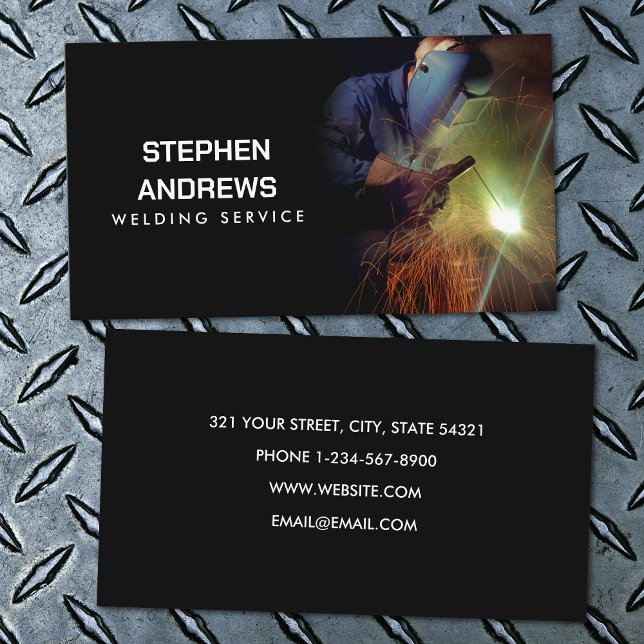 Carte De Visite Entrepreneur professionnel de la fabrication de so (Professional Metal Welding Fabrication Contractor Business Card)