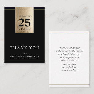 Carte De Visite ENTREPRISE ANNIVERSAIRE affaires noir blanc or