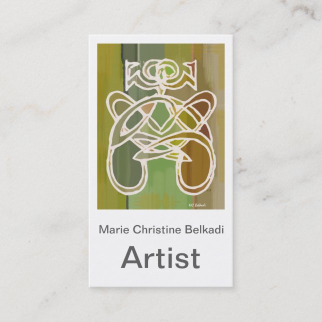 Carte De Visite Entreprise artistique moderne Vert Abstrait (Devant)