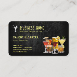 Carte De Visite entreprise de barman de boissons | Noir moderne