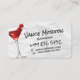 Carte De Visite entreprise de barman de boissons | Papier déchiré