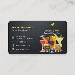 Carte De Visite Entreprise de barman moderne | Noir Décontracté
