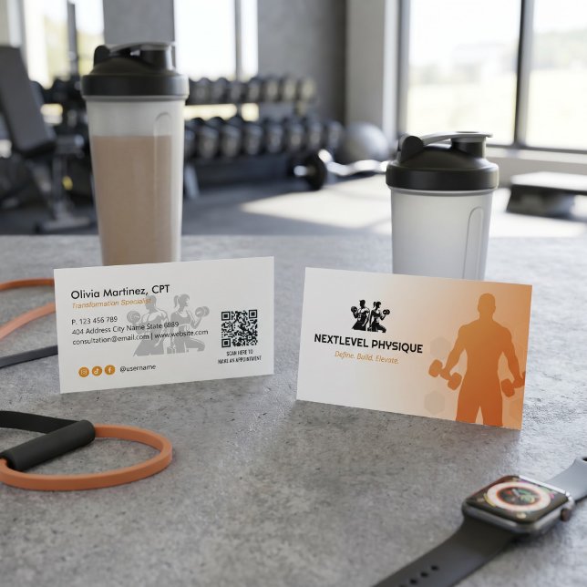 Carte De Visite Entreprise de coach personnel | Orange Blanc (Créateur téléchargé)