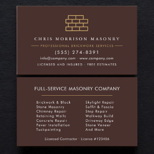 Carte De Visite Entreprise de construction de maçonnerie de brique