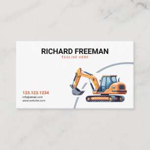 Carte De Visite Entreprise de construction d'excavateur jaune élég
