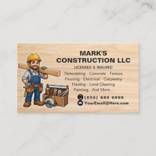 Carte De Visite Entreprise de construction Outil Homme Entrepreneu