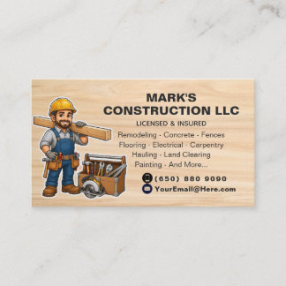 Carte De Visite Entreprise de construction Outil Homme Entrepreneu