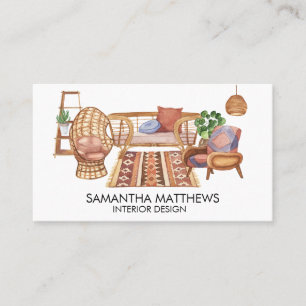 Carte De Visite Entreprise de design d'intérieur à l'aquarelle Meu